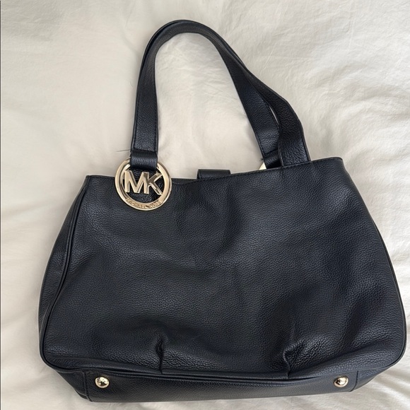 Michael Kors Black Pebbled Leather Tote with Gold Accents - Picture 5 of 10